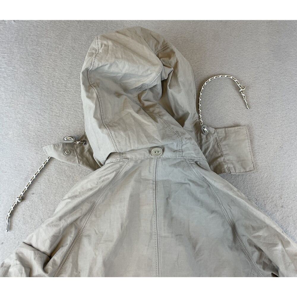 Columbia Womens Hiking Long Rain Jacket Sz XS Khaki Beige Zip Hood Cinch - Picture 13 of 16